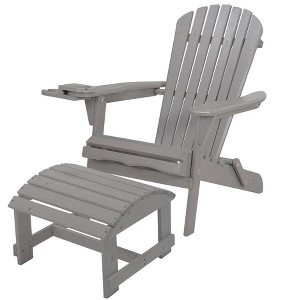 Jiallo Foldable Adirondack Chair with cup holders with Ottoman - 1 of 2