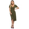 Womens Summer Dresses V Neck Short Sleeve Midi Dress with Pockets High Waist Party Dress - 2 of 4