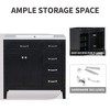 Freestanding Bathroom Vanity With Top Sink, Bathroom Storage Cabinet With 2 Doors And 3 Drawers, For Bathroom 35.98"Lx 18.03"Wx 35.98"H - 2 of 4