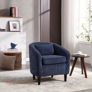CAVINAS Modern Barrel Chair, Living Room Accent Chair, Decorative Armchair with Thick Cushions and Pillows, Comfy Single Sofa Chair with Wooden Legs - 1 of 4