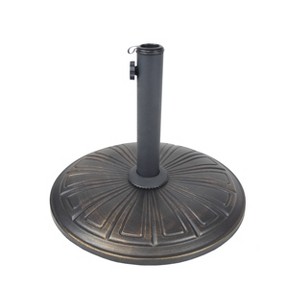 28lb Oakland Living Bronze and Black Round Cement Umbrella Stand: Powder-Coated, Weather-Resistant Base - 1 of 4