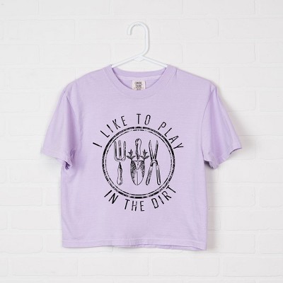 Simply Sage Market Women's I Like To Play In The Dirt Short Sleeve Relaxed Fit Cropped Tee