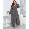 Long Sleeves Wrap Maxi Dress for Women High Waist Side Split Casual Dresses - 3 of 4