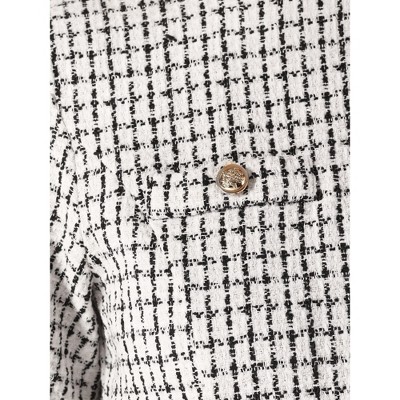 Женские платья INSPIRE CHIC Women's Short Sleeve Plaid Tweed Zipper Button Casual Mini Dress Apricot X-Large — фото 4