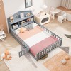 Gulches Full-size Montessori Floor Bed with Bookcases and Blackboards, Versatile Platform Beds with Guard rails,  Floor Beds for Kids,Grey - 2 of 4