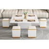 Gulches U-Can Lift-Top Coffee Table with 4 Storage Stools, 3-Mode Foldable Multi-Functional Table (Coffee/Work/Dining) - 4 of 4