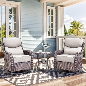 Outdoor Swivel Rocker Chair with 6 Inch Thick Cushion 2 in 1 Porch Glider Swivel Chair - Wicker Patio Furniture Patio Swivel Glider Seating - 1 of 4