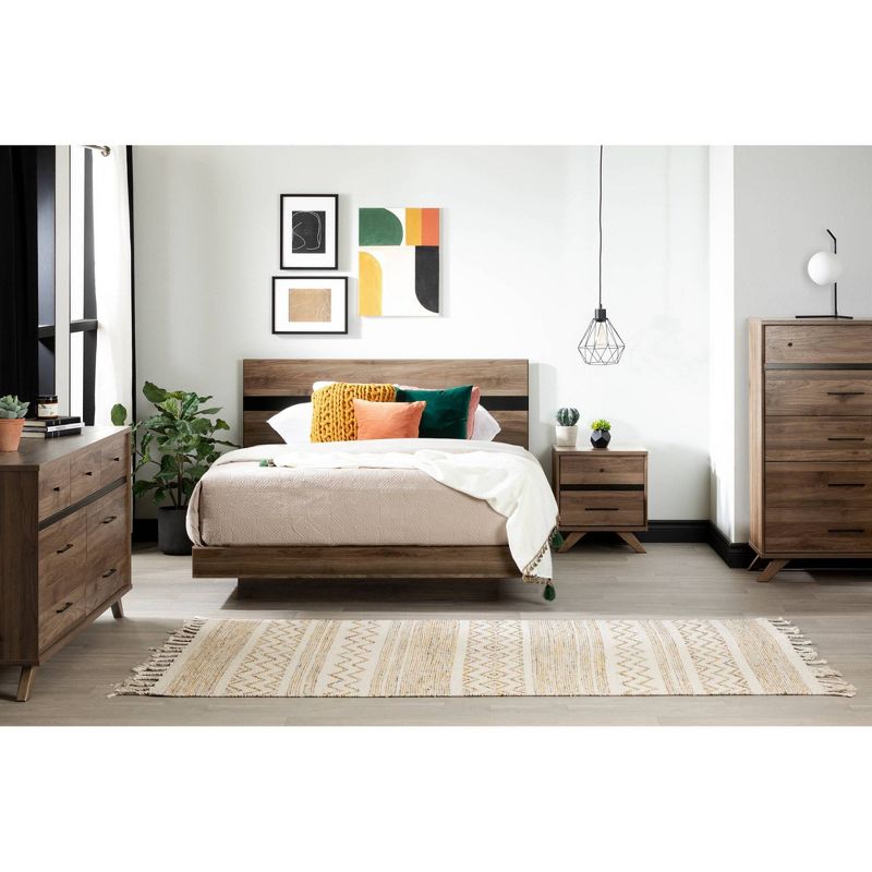 Queen Flam Complete Bed Natural Walnut/Matte Black - South Shore, 4 of 11
