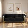 Modern Polyester Sofa with Turn-Out Arms & Gold Legs - 4 of 4