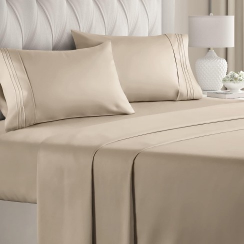 Noble Linens 6 Piece Solid Microfiber Bed Sheet Set, Clay, Queen