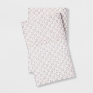 Standard Organic Cotton Printed Pillowcase Set White/Pink - Threshold