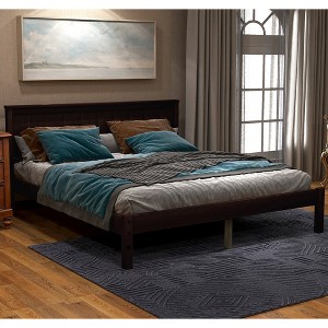 Full Size Platform Bed Frame With Headboard, Wood Slat Support Wood Platform Bed, No Box Spring Needed Full Bed Frame - 1 of 4