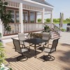 Mondawe 5-Piece Patio Dining Set,Square Table built-in Umbrella Hole & 360 Degree Swivel Chairs Outdoor Set - 3 of 4