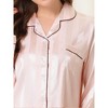 cheibear Women's Satin Soft Button-Down Sleepwear with Pants Lounge Pajama Set - 4 of 4