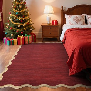Modern Washable Rug Scalloped Rug with Non Slip Backing - 1 of 4