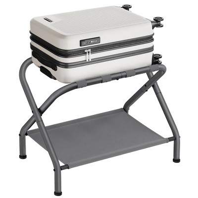 SONGMICS Luggage Rack with Fabric Storage Shelf Suitcasa Stand for Guest Room Bedroom Holds up to 110 lb