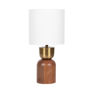 Kate and Laurel Marley Modern Mango Wood Ribbed Bedside Table Lamp - 1 of 4