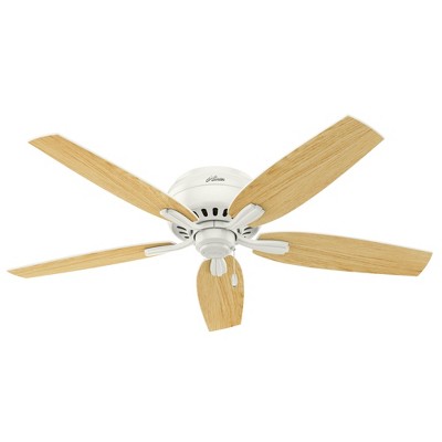 52" White Low Profile Ceiling Fan with LED Light