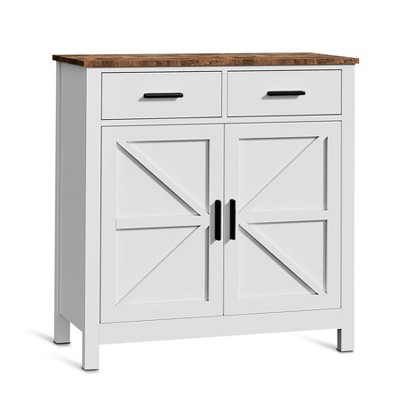 NicBex 31.5" Farmhouse 2-Door Sideboard,Kitchen Storage Cabinets with 2 Drawers and 2 Doors for Dining Room,White/Gray