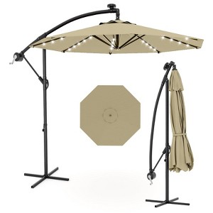 10FT Cantilever Umbrella with Cross Base, with Infinite Tilt and Crank Lift, Fade-Resistant Cross Base Canopy for Deck Pool Garden Backyard - 1 of 4