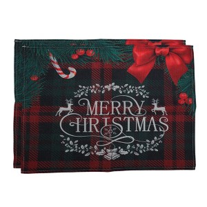 Unique Bargains Christmas Place Mats Linen Red Green White 13 " x 17.7 " 2 Pcs - 1 of 4