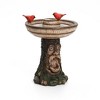 LuxenHome 23" Elegant Tall Resin Bird Bath for Outside with Whimsical Tree Face, Garden Pedestal Birdbath Multicolored - 4 of 4