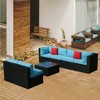 ELJGET 5PCS Outdoor Patio Wicker Furniture Set for 6 Person Cushioned Sectional Sofa Coffee Table Black Cushion - 4 of 4