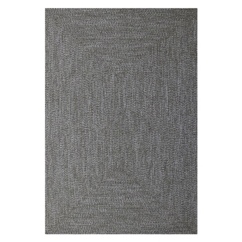 6' Round Braided Outdoor Rug Charcoal Gray - Threshold™