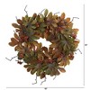 Nearly Natural 24-in Fatsia with Berries Autumn Artificial Wreath - 2 of 4
