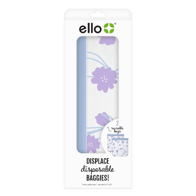 Ello Gallon 2pk Zip Food Storage Bags - Purple Flowers