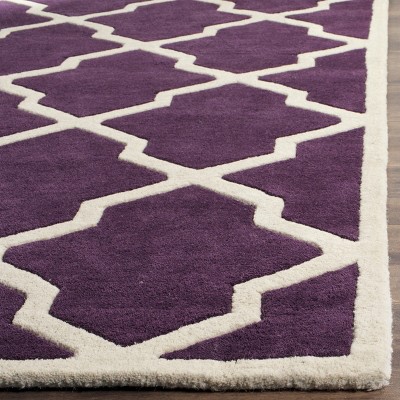Purple and Ivory Hand-Tufted Wool Area Rug 3' x 5'