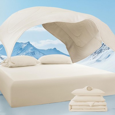 Cooling Comforter Set - Ultra Comfort with Cooling Blanket, Wrinkle-Free Deep Pocket Fitted Sheet, Breathable Pillowcase(s) for Skin and Hair Bedding