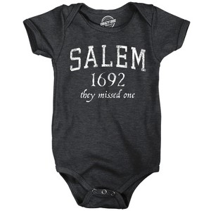 Funny Baby Bodysuit - Salem 1692 They Missed One - Sarcastic Halloween Witch Jumper For Infants - Crazy Dog Baby Bodysuit For Halloween Season - 1 of 4