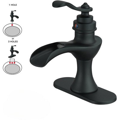 BWE Waterfall Single Hole Single-Handle Low-Arc Bathroom Faucet With Pop-up Drain Assembly