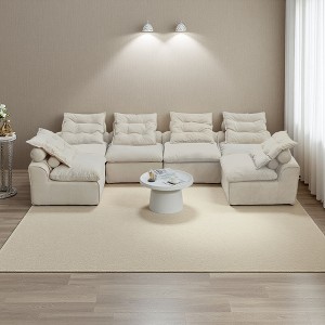 132" Corduroy Modular No-Armrests DIY 6-Seater U-Shaped Sectional Sofa - 1 of 4