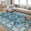 Washable Vintage Indoor Soft Non Slip Distressed Floral Print Area Rug for Bedroom Living Room - 2 of 4