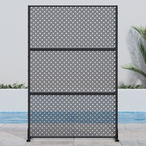 PexFix 72 in. H x 47 in. W Outdoor Metal Privacy Screen Garden Fence Woven Pattern Wall Applique in Black - 1 of 4