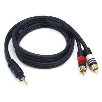Monoprice Audio Cable - 3 Feet - Black | Premium Stereo Male to 2 RCA Male 22AWG, Gold Plated