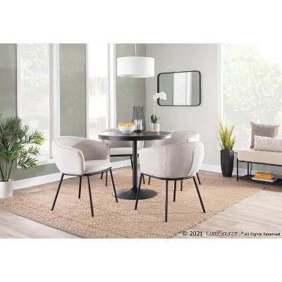 Ashland Contemporary Dining Chair Black/Cream - LumiSource: Padded Seat, Metal Legs, Polyester Upholstery