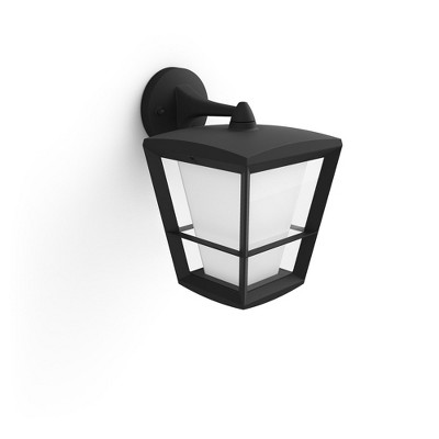 Black Metal and Glass Outdoor Smart Wall Lantern with LED