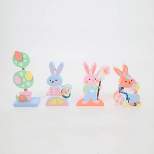 4pc Wooden Decorative Easter Figurine Set Bunny with Topiary Tree - Spritz™