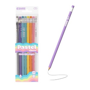 BAZIC Products 8 Count #2 HB Pastel Wood Pencils, With Eraser, for