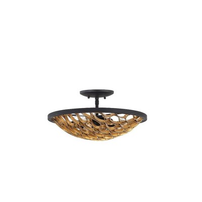 Savoy House Ventura 3 - Light Semi-Flush Mount in  Matte Black/Gold