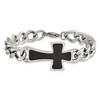 Black Bow Jewelry Men's Stainless Steel Carbon Fiber Cross Chain Bracelet, 8.5 Inch - 3 of 4