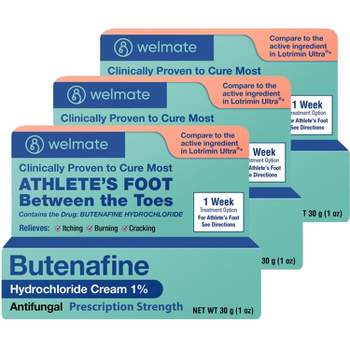 WELMATE Antifungal Cream Athletes Foot Treatment Extra Strength Butenafine Hydrochloride 1oz 3pk
