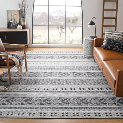 Black 8' x 10' Flat Woven Synthetic Area Rug