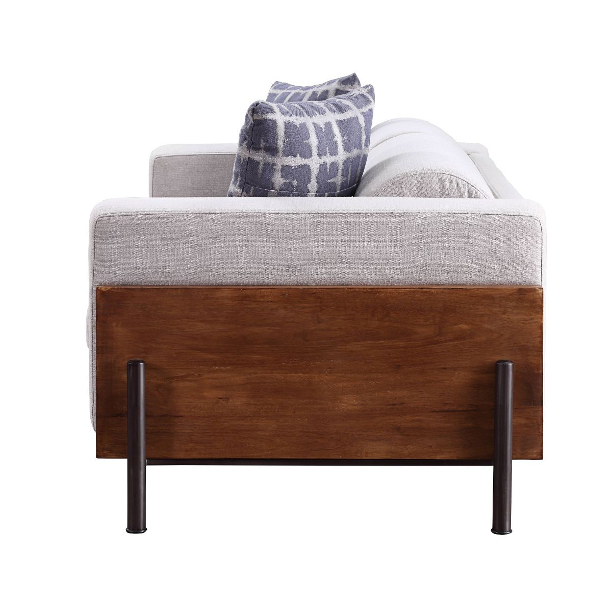 71" Pelton Sofa Fabric and Walnut - Acme Furniture: Elegant Loveseat with 2 Pillows - thumbnail 5