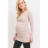 Hello Miz Women's Long Sleeve Crew Neck Side Ruching Maternity Knit Top - 2 of 4