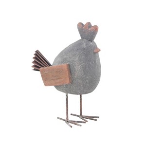 18" x 10" Magnesium Oxide Rustic Polystone Rooster Garden Sculpture Gray - Olivia & May - 1 of 4