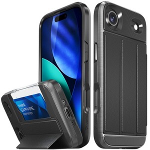 Vena vCommute For Apple iPhone 17 Air Case Wallet, Case with Stand Leather Card Holder [Military Grade Drop Protection], Black - 1 of 4